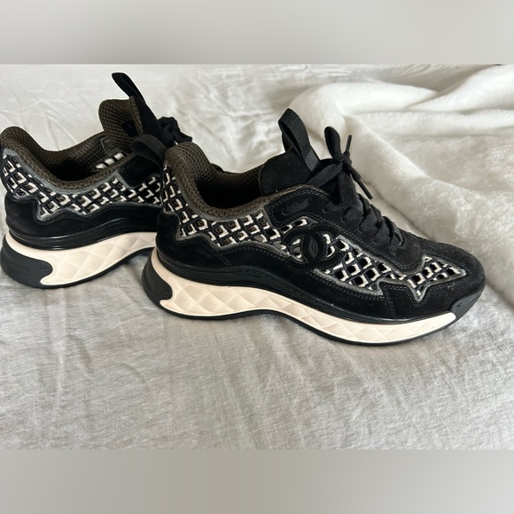 Authentic Chanel Black Perforated Suede Trainers - Picture 1 of 6